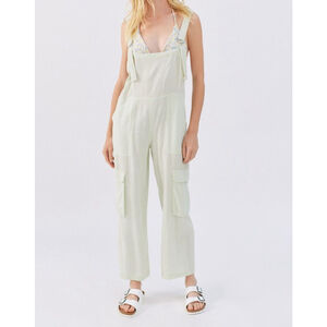 BDG Tilly Overalls Women's XS Viscose/Linen Blend Light Green Utility Pockets